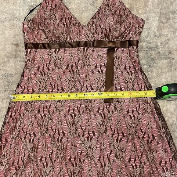 Pink Halter Dress w/ Dark Brown Lace Overlay - Picture 8 of 8